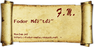 Fodor Máté névjegykártya